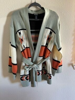 Wrangler Retro Aztec Belted Wide Sleeve  Cardigan Sweater Women’s Size S